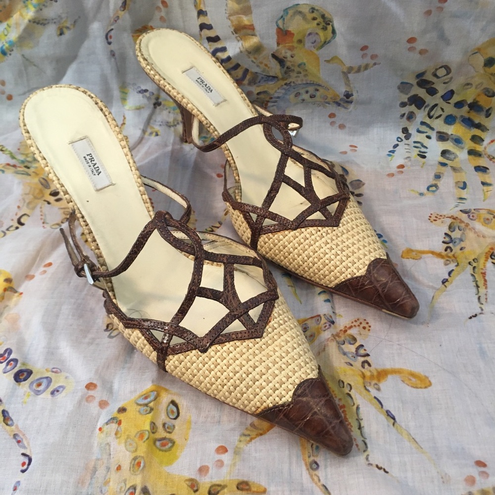 Prada Woven Raffia Heels - Picture 2 of 4